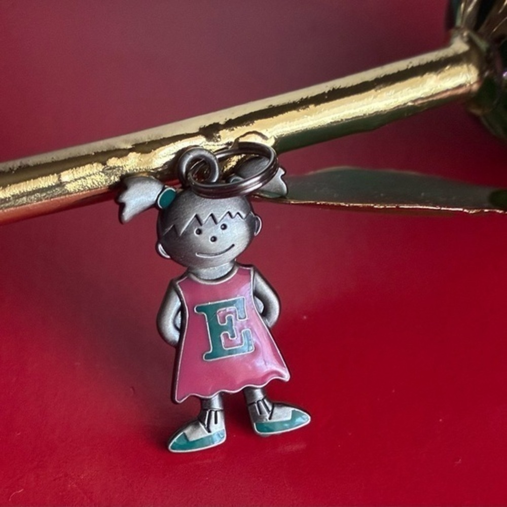 Necklace Charm,Adorable Silver and Pink Girl Charm Necklace